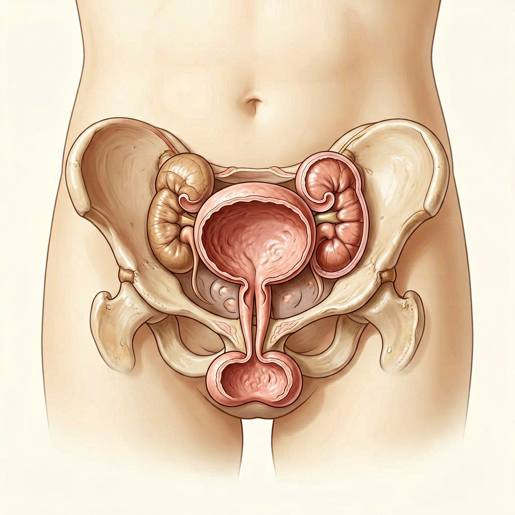 Bladder anatomy medical illustration