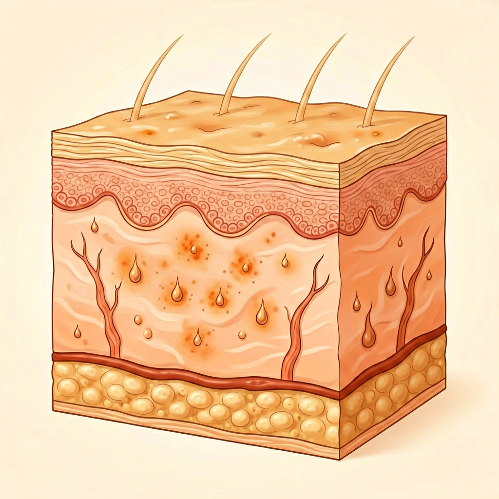 Eczema skin inflammation medical illustration warm tones