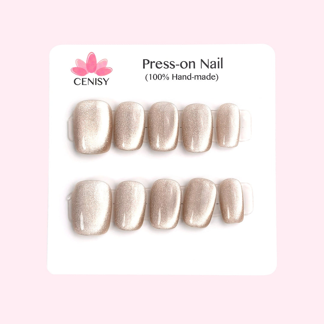 Apricot Cat Eye Squoval Press on Nails Short ED-A6113
